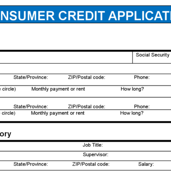 Consumer Credit Application PDF Template